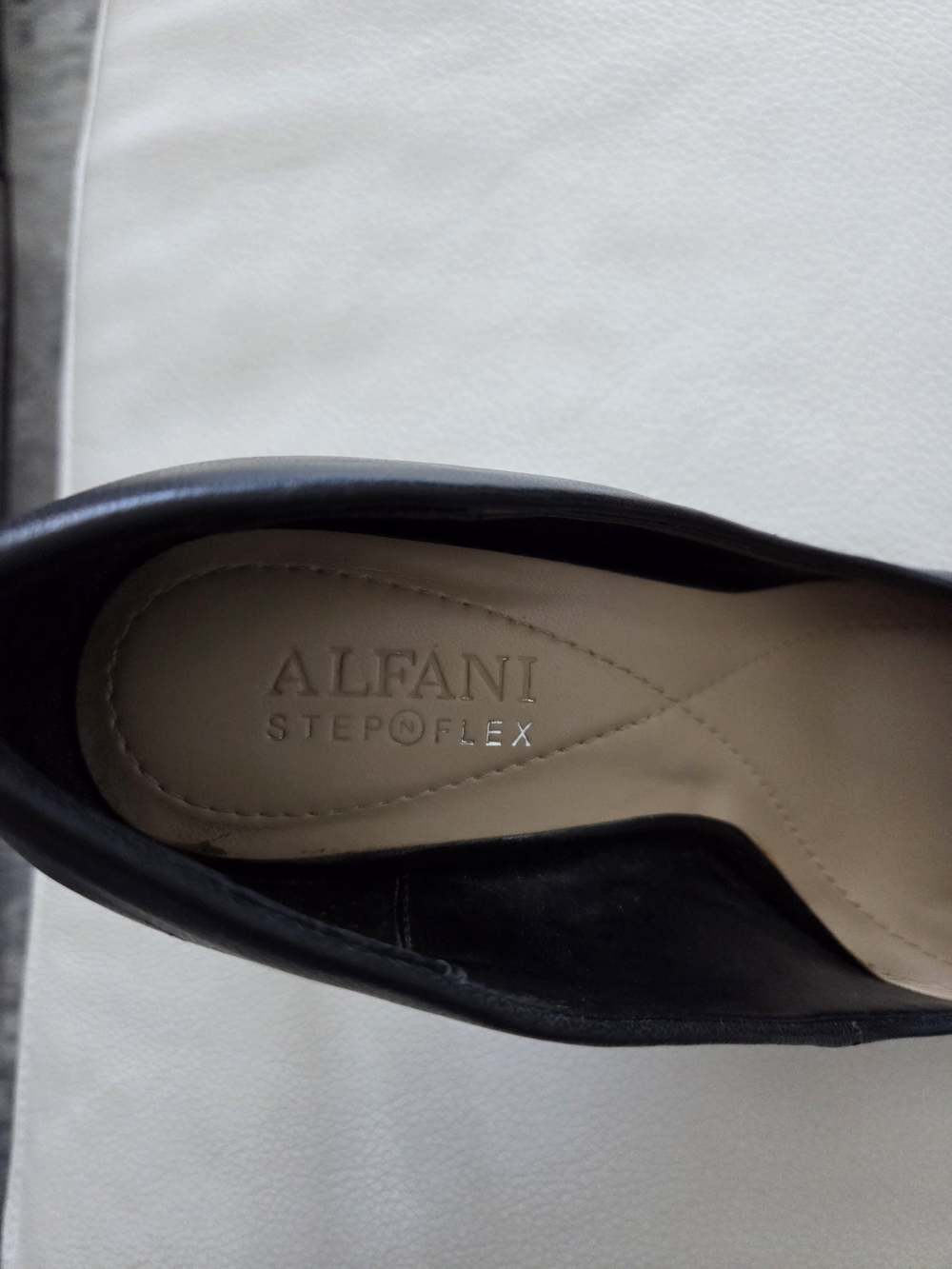 Alfani Black Leather-Look Mid Block Heel Pumps - Picture 4 of 6